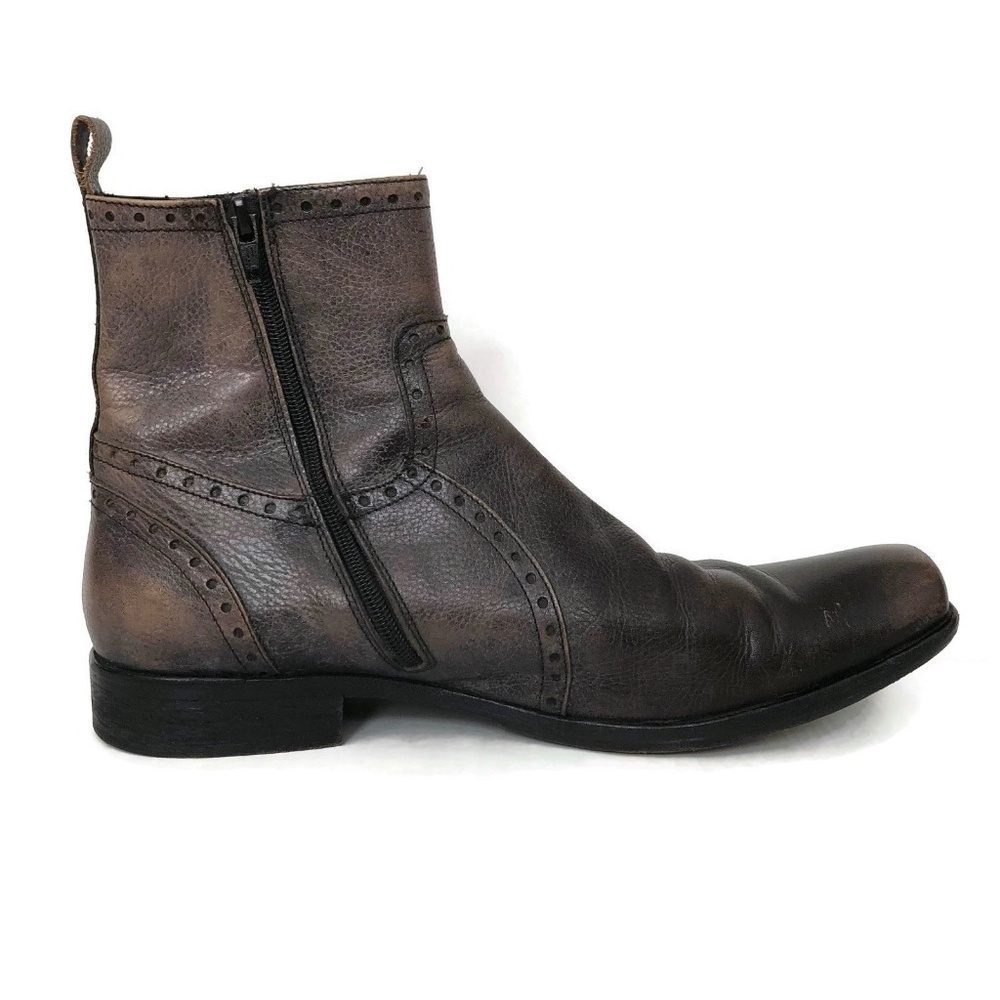 Vero Cuoio Blokes Ankle Boots Distressed Leather - Picture 4 of 8